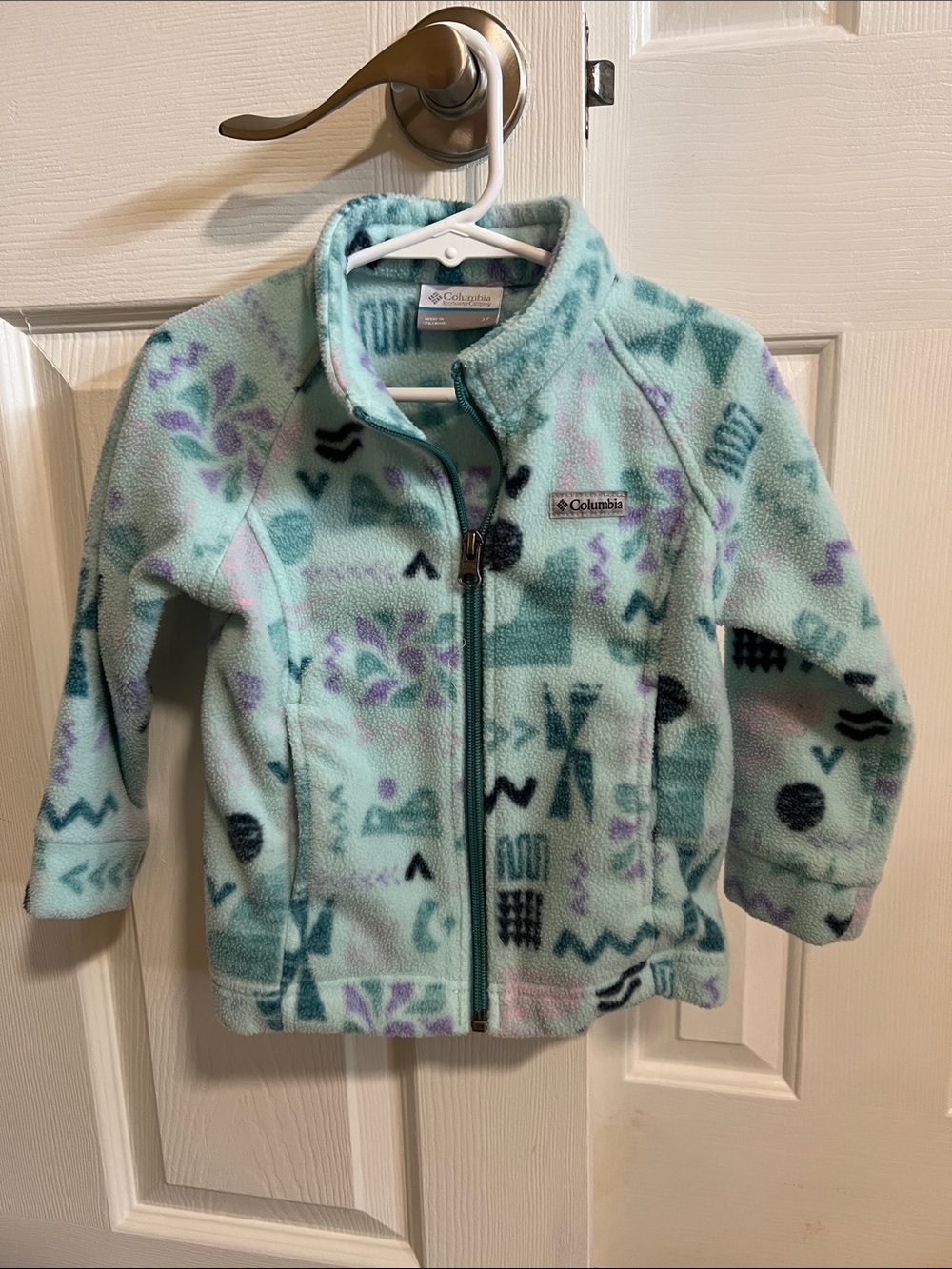 Columbia Kids Mint Green & Teal Patterned Fleece Jacket